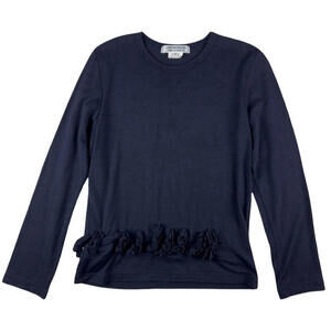 Comme Des Garcons Ruffle Wool Long Sleeve Sweater Shirt Midnight Blue Size M